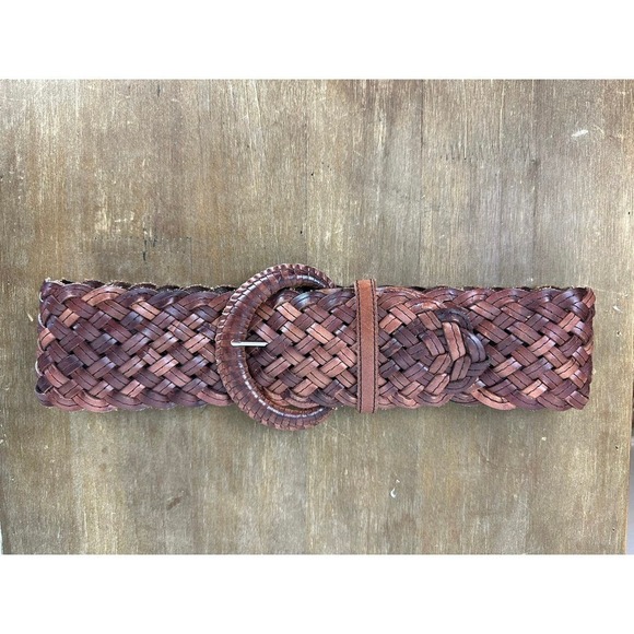 Y2K ALERT!! BCBGMAXAZRIA Genuine Leather Woven Belt Size S - Picture 1 of 3